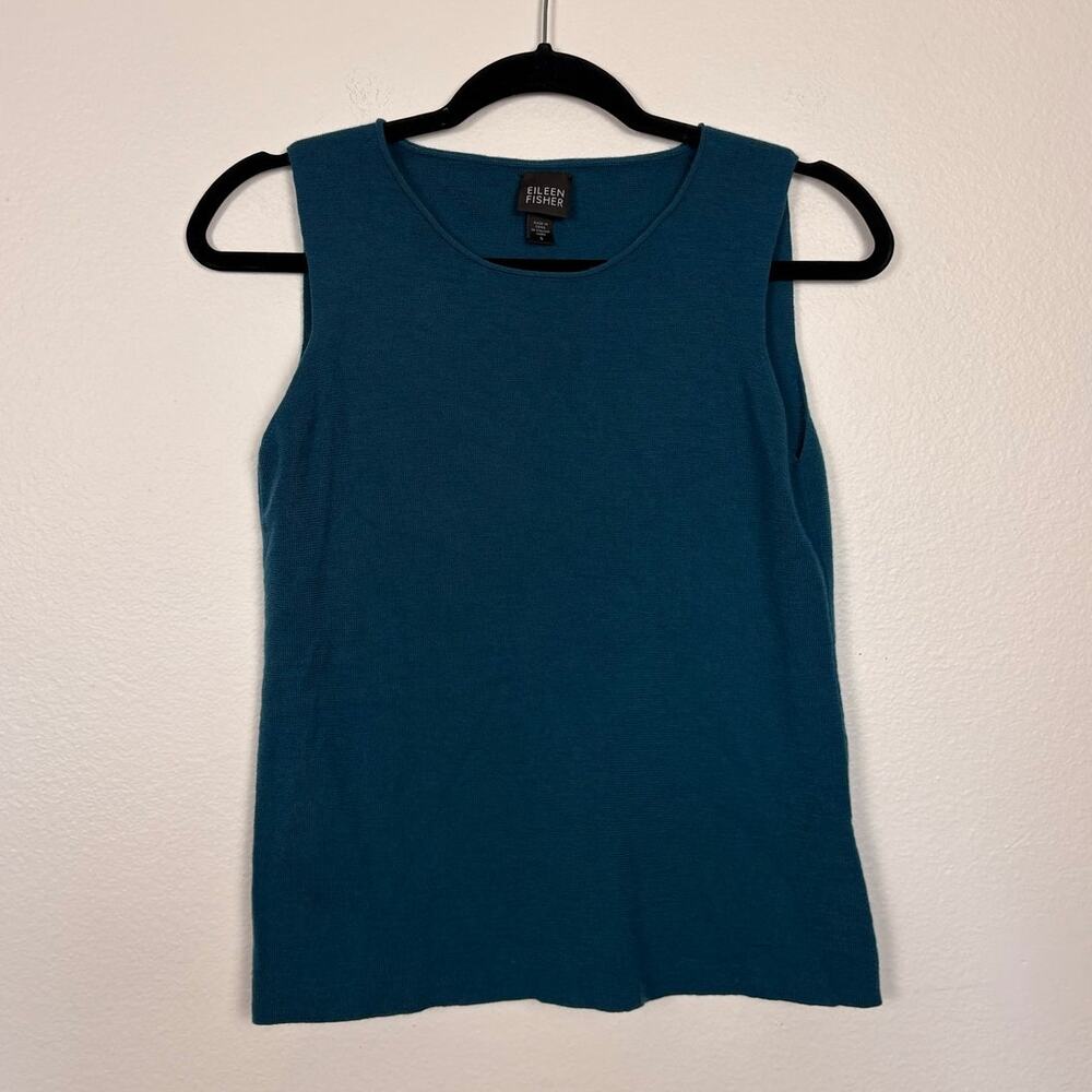 Eileen Fisher Merino Wool Teal Knit Tank Small